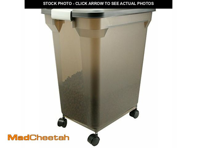 Lot 74-12665128 - IRIS USA Airtight Dog Food Storage Container, WeatherPro, Up to 40 lbs, Removable Wheels, for Dog Ca...