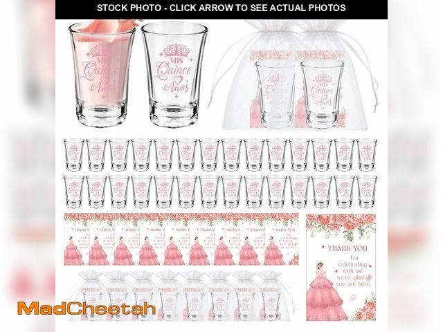 Lot 74-14381589 - IANFEPH 50 Sets Quinceanera Party Favors for Guests Quinceanera Clear Acrylic Shot Glasses Thank You...