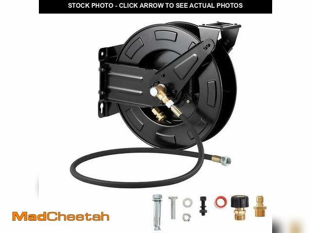 Lot 74-14313050 - (MISSING HARDWARE) SVOPES Pressure Washer Hose Reel 50 ft. x 3/8 in. Retractable Power Heavyduty Ste...