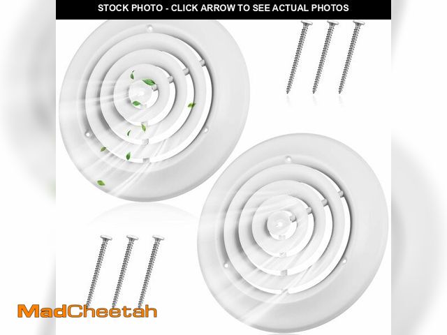 Lot 74-13477490 - Therwen 1 Piece 8 Inch Round Diffuser HVAC Round Ceiling Vent Cover Replacement Vent Diffuser with S...
