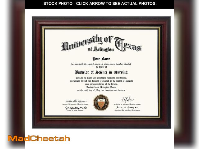 Lot 74-13625372 - GraduationMall 8.5x11 Certificate Diploma Frame,Solid Wood &amp; UV Protection Acrylic,Cherry Finish...