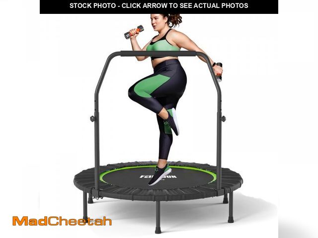 Lot 74-12512153 - 48" Foldable Mini Trampoline Max Load 450lbs, Fitness Rebounder with Adjustable Foam Handle, Exercis...