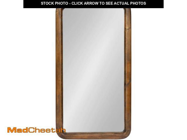 Lot 74-12544175 - Kate and Laurel Pao Modern Rounded Rectangular Wall Mirror, 17 x 32, Walnut, Decorative Mid-Century ...