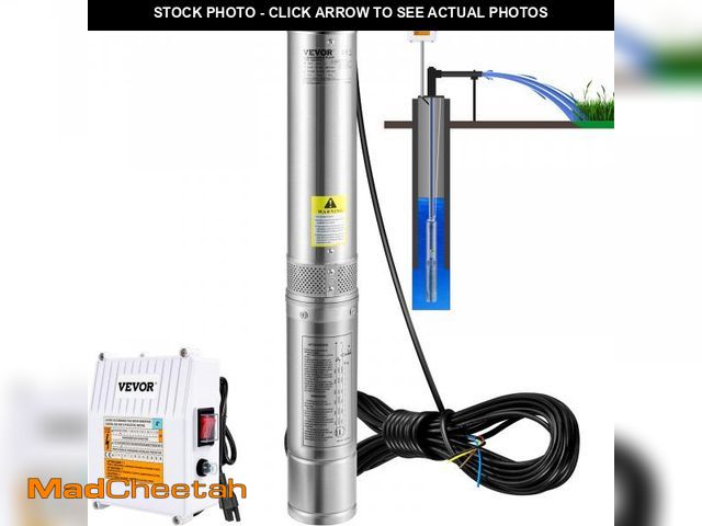 Lot 74-12541372 - VEVOR Deep Well Submersible Pump, 1.5HP 115V/60Hz, 37gpm 276ft Head, with 33ft Cord &amp; External C...