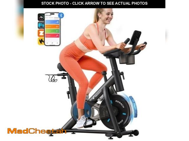Lot 74-12339582 - MERACH Exercise Bike Magnetic Home Stationary Bike with Free App Quiet Indoor Cycling Bike with 300l...