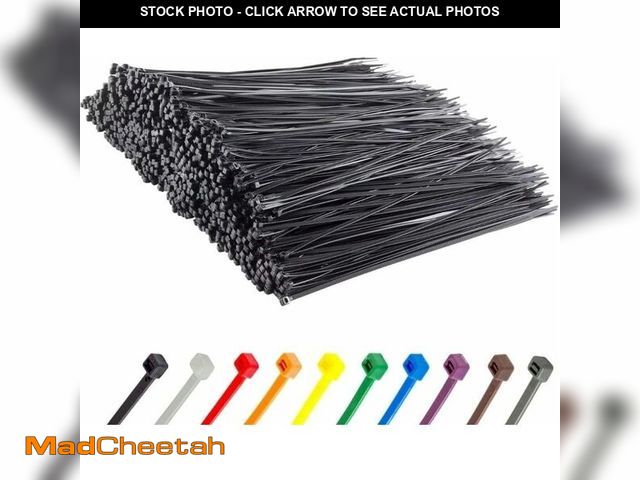 Lot 74-13698049 - GTSE 14 Inch Black Heavy Duty Zip Ties, , 120lb Strength, UV Resistant Nylon Cable Ties, Self-Lockin...