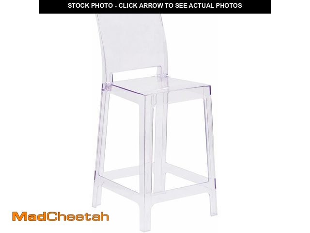 Lot 74-13041350 - Flash Furniture Emilie Ghost Counter Stool with Square Back in Transparent Crystal - UNUSED