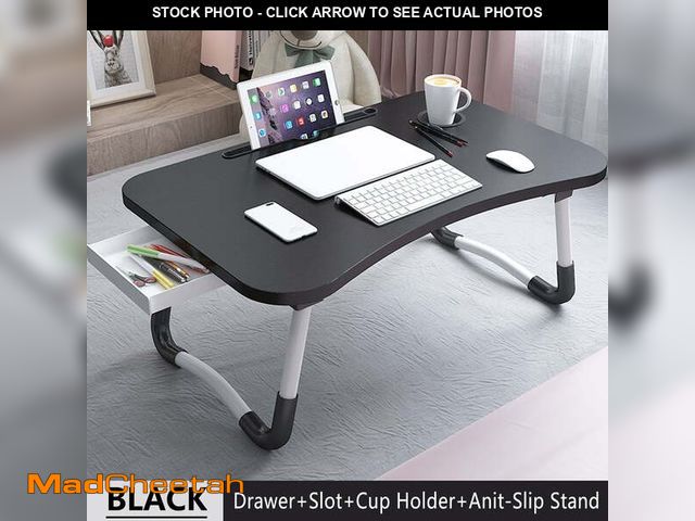 Lot 74-12667822 - PHANCIR Foldable Lap Desk, 23.6 Inch Portable Wood Laptop Desk Table Workspace Organizer Bed Tray wi...