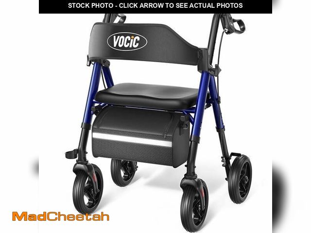 Lot 74-14286244 - VOCIC Walkers for Seniors, Heavy Duty Rollator Walker with Seat, 350lb Capacity, Blue - UNUSED