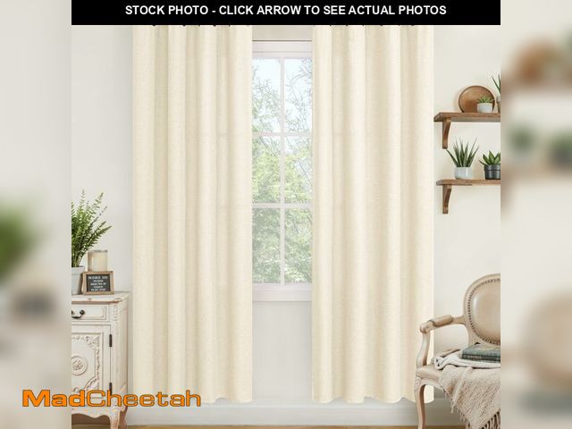Lot 74-13626867 - LAMIT Light Beige Linen Curtains 80 inches Long for Living Room, Soft Thick Linen Textured Light Fil...
