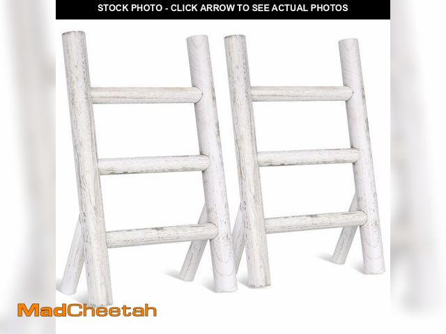 Lot 74-12601466 - Cinnvoice 2 Pcs Wooden Tea Towel Ladder Rustic Hand Towel Stand Rack Mini Countertop Towel Stand Far...