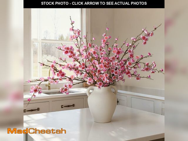 Lot 74-13949793 - florisso 6 PCS Artificial Cherry Blossom Branches Spring Indoor Decoration, Faux Flowers 34.45" Long...