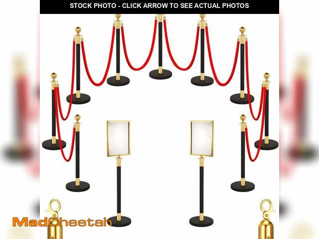 Lot 74-13737554 - Blulu 8 Sets Stainless Steel Stanchion Set 8 Crowd Control Poles 7 Velvet Ropes and 2 A4 Sign Holder...