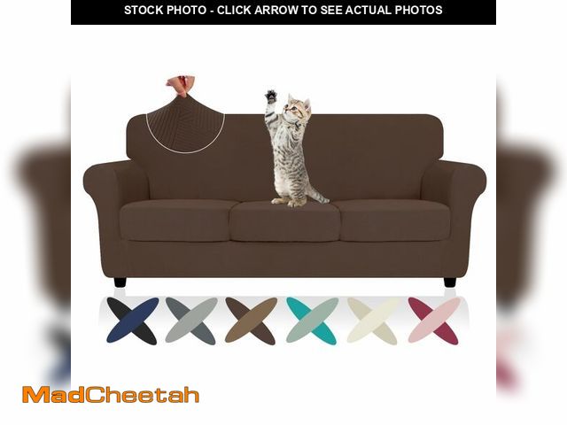 Lot 74-14387417 - ZNSAYOTX 4 Piece Stretch Sofa Covers (71"-91"), Thick Striped Couch Covers for 3 Cushion Sofa with E...