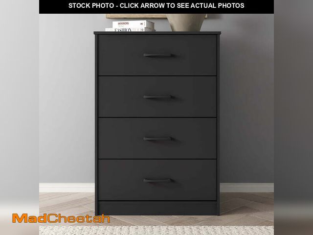 Lot 74-12800022 - Mainstays Ardent 4 Drawer Dresser, Black - USED