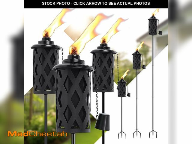 Lot 74-14272443 - SNOGSWOG Citronella Torches for Outside Set of 6, Black16 Oz Outdoor Garden Torches with 3-Prong Gro...