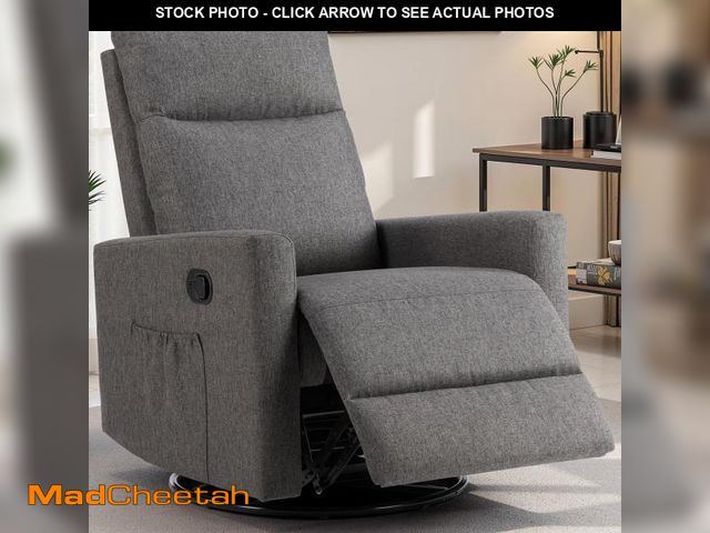 Lot 74-12241205 - Swivel Rocking Recliner Chair with Extra Large Footrest High Back, Upholstered Glider Nursery Chair ...