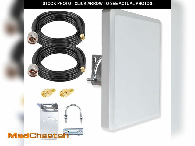 Lot 74-14143447 - 2.4G 5GHz 5.8G 2X2 MIMO Panel Antenna Dual Band Outdoor Directional Antenna Pole Mount w/ 9.8ft Exte...