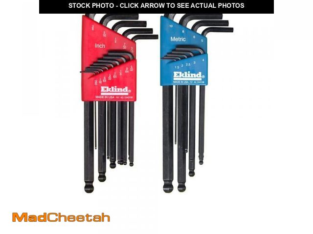Lot 74-12463551 - Eklind Combination Ball-Hex-L Key Set Sizes0.050 to 3/8 and Size 1.5 mm to 10 mm (22-Piece) - UNUSED