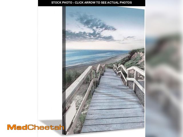 Lot 74-12323941 - Beachside Wooden Path Wall Art: Bridge Boardwalk Stair Graphic Art on Wrapped Canvas for Wall Decor ...