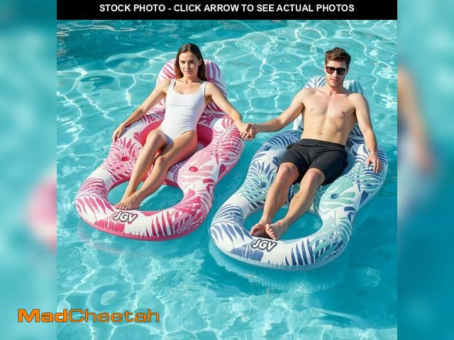 Lot 74-14381833 - JGV Pool Floats Lounger, 2-Pack Inflatable Chair Lounger Floaties with Drink Holder, Inflatables Wat...