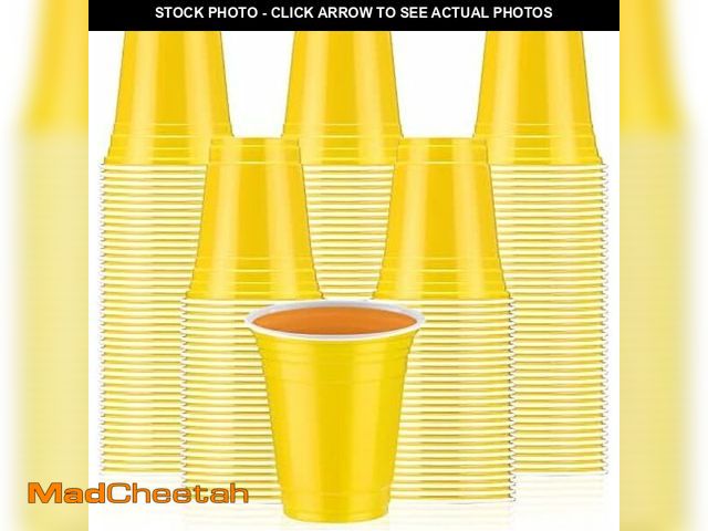 Lot 74-12331324 - Sabary 100 Pack 12oz Plastic Cups Graduation Heavy Duty Drinking Disposable Cups with Lines for Beve...