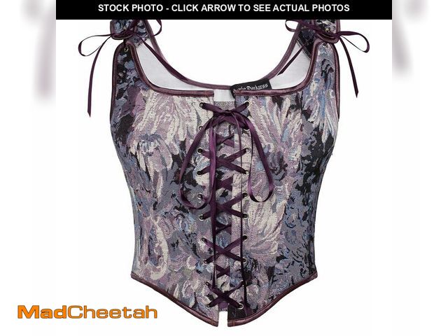 Lot 74-12705528 - Scarlet Darkness Women Cottagecore Costume Corset Top Cosplay Renaissance Bustier Purple Daisy Size ...
