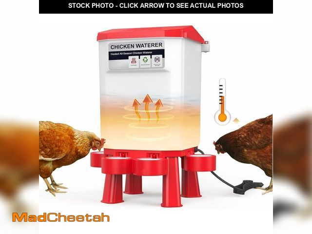 Lot 74-12761696 - Chicken Water Heater 11L Plastic, Heated Chickens Waterer 3 Gallon, Hanging Poultry Hot Water Bowl w...