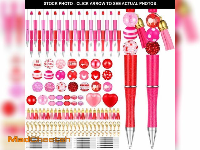 Lot 74-13632157 - Yeaqee 24 Set Valentine's Day Beadable Pens Heart Plastic Beadable Love Ballpoint Pen Multicolor Bla...