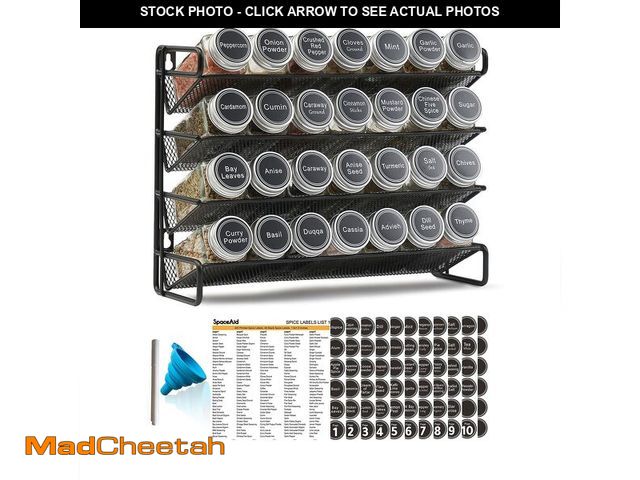 Lot 74-14213740 - SpaceAid Spice Rack Organizer with 28 Spice Jars, 386 Spice Labels, Chalk Marker and Funnel Set for ...