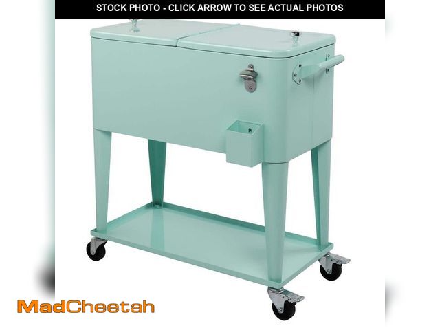 Lot 74-12534112 - Karl home Mint 80 Qt. Iron Beverage Wheeled Cooler with Shelf - UNUSED