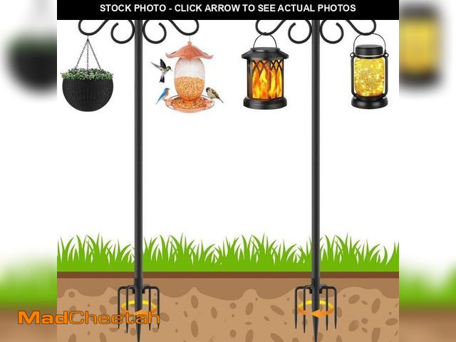 Lot 74-14306466 - OGETFUUR 90 in. Adjustable Shepherd Hooks, 5 Prong Base Bird 2 Sided Feeder Poles for Garden (2-Pack...