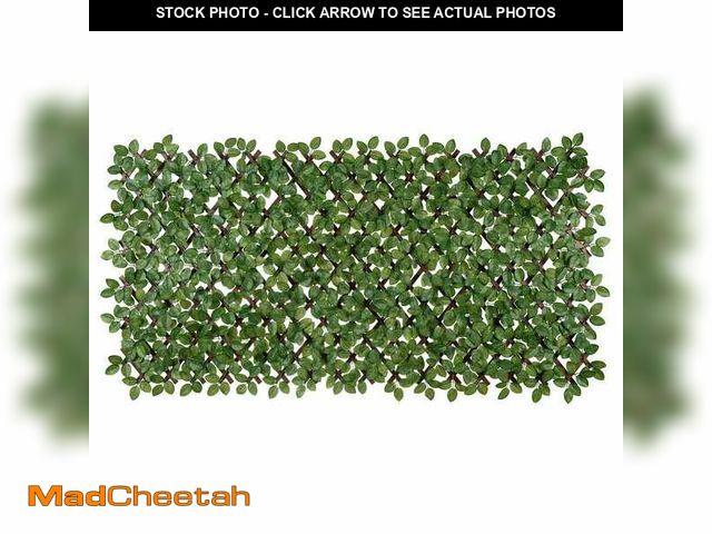 Lot 74-14600889 - 36 in. Green Artificial PVC Expandable Trellis 36 in. x 72 in. Chestnut Leaves - UNUSED