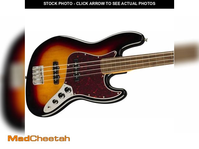 Lot 74-13698373 - Squier Classic Vibe 60s Jazz Bass, 3-Color Sunburst, Fretless, Laurel Fingerboard - UNUSED