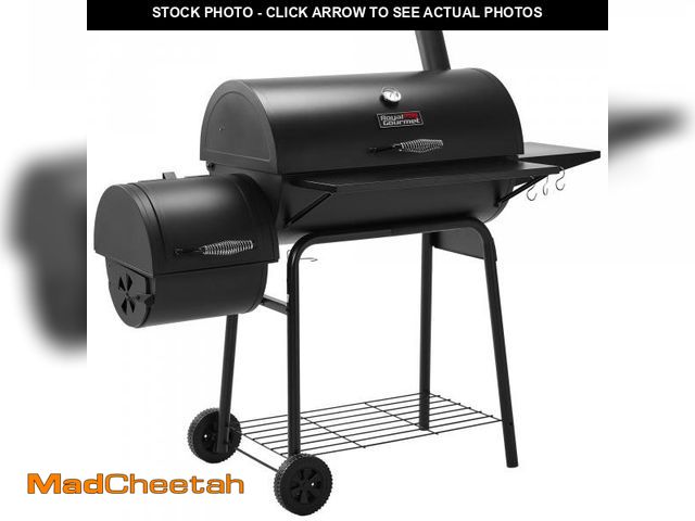 Lot 74-12249015 - Royal Gourmet CC1830S 30" BBQ Charcoal Grill and Offset Smoker | 811 Square Inch cooking surface, Ou...