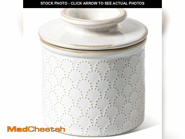 Lot 74-12604687 - LE TAUCI Butter Crock, Butter Dish with Lid, Butter Container for Counter with Water Line, Embossed ...