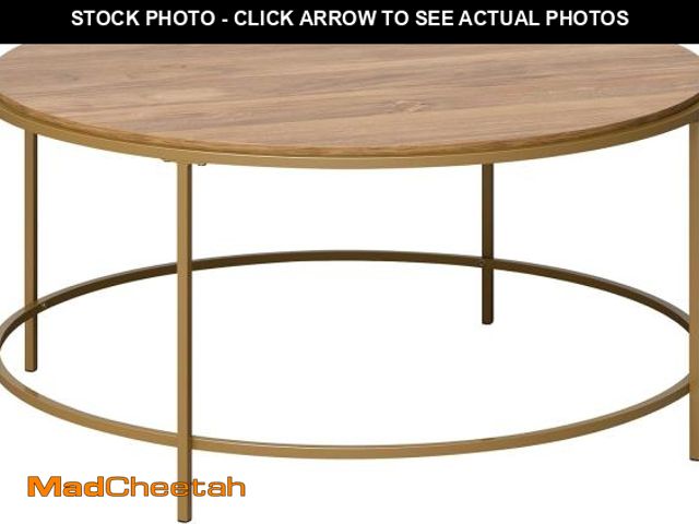 Lot 74-12098490 - Sauder International Lux Coffee Table, Round Modern Coffee Table, Chic Satin Gold Frame - Sindoori M...