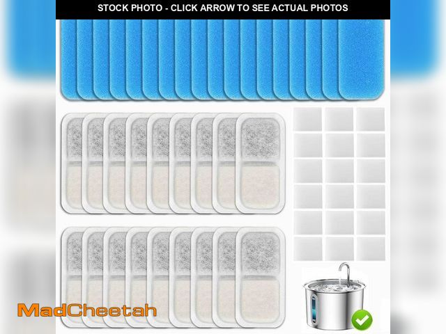 Lot 74-14263580 - 25 Set Cat Fountain Replacement Filters Compatible with oneisall PWF-001 2L/67oz Stainless Steel Pet...