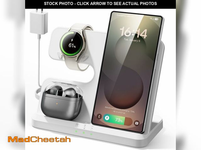 Lot 74-13550299 - Wireless Charging Station for Samsung, 3 in 1 Charger Stand for Galaxy S25 Ultra/S24/S23/Z Fold, Pho...