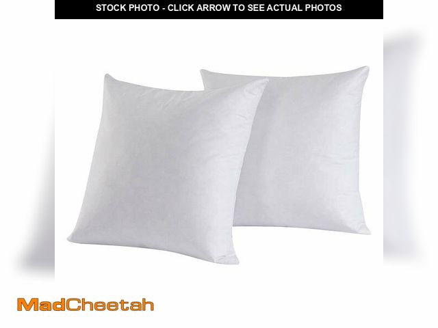 Lot 74-14060380 - HOMESJUN Set of 2, 95% Feather 5% Down Square Decorative Throw Pillow Insert, Cotton Cover, 16x16 In...
