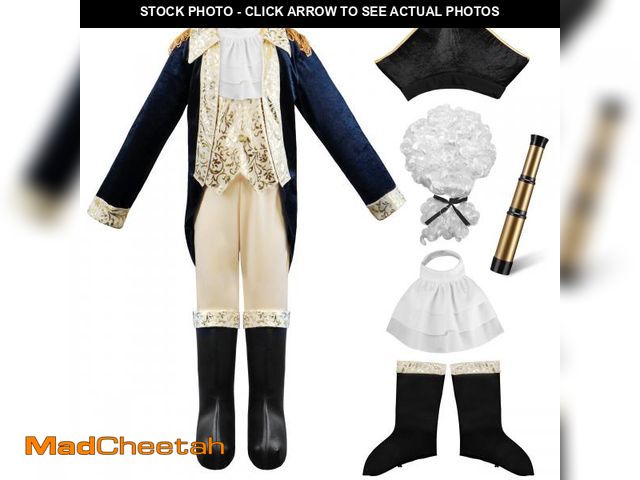 Lot 74-12308102 - IKALI Kids George Washington Costume With Wig and Hat Accessories, Boys Children Hamilton American C...