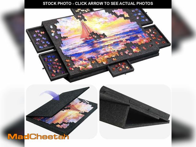 Lot 74-14258995 - Ayieyill 1000 Piece Rotating Puzzle Board with Drawers and Cover,20"x30"Portable Felt Jigsaw Puzzle ...