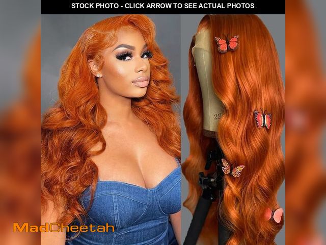 Lot 74-12701118 - Ginger Orange Lace Front Wig Pre Plucked Ready to Wear 13x4 HD Glueless Body Wave Ginger Lace Front ...