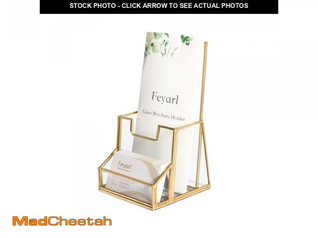 Lot 74-11549800 - Feyarl Gold Glass Brochure Holder Pamphlets Cards Literature Holder Flyer for 4" Trifold Holder Glas...