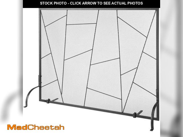 Lot 74-12594950 - VEVOR Single-Panel Fireplace Screen 35.6 in. L x 28.4 in. H Sturdy Iron Mesh Fireplace Screen Free S...