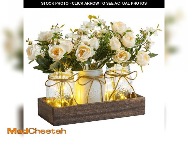 Lot 74-11549157 - DUOER 3 Pcs Mason Jar Centerpiece Table Decorations for Dining Table Decor Farmhouse Coffee Table De...
