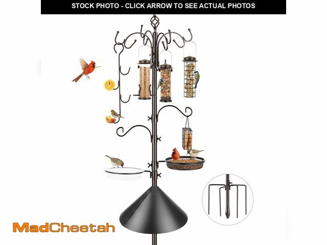 Lot 74-13563765 - Bird Feeding Station Kit with Squirrel Baffle Bird Feeder Pole with Suet Cage Mesh Tray Fruit Hook D...