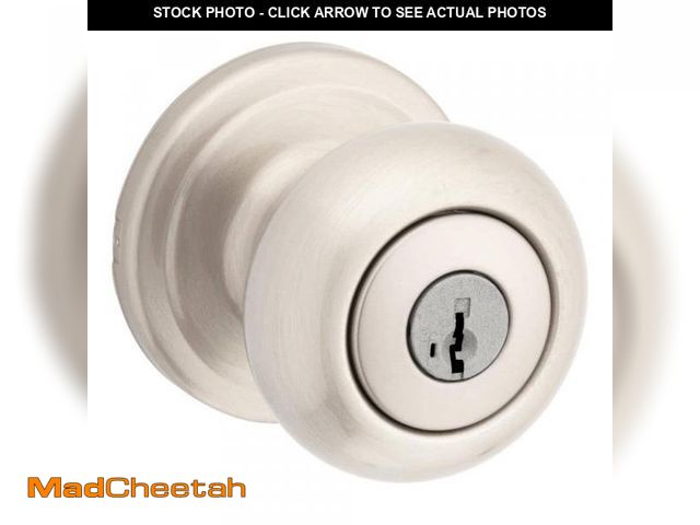 Lot 74-9506566 - Kwikset Juno Satin Nickel Entry Door Knob Featuring SmartKey Security with Microban Antimicrobial Te...