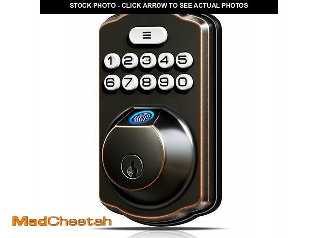 Lot 74-14433351 - Veise KS02A Fingerprint Door Lock, Keypad Deadbolt, Oil Rubbed Bronze - UNUSED