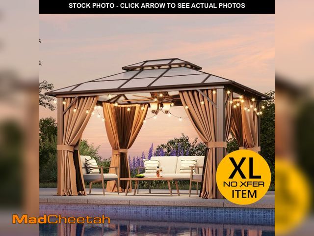 Lot 74-13738884 - Aoxun 10'x12' Hardtop Gazebo, Outdoor Metal Gazebo with Double Polycarbonate Roof Canopy, Permanent ...